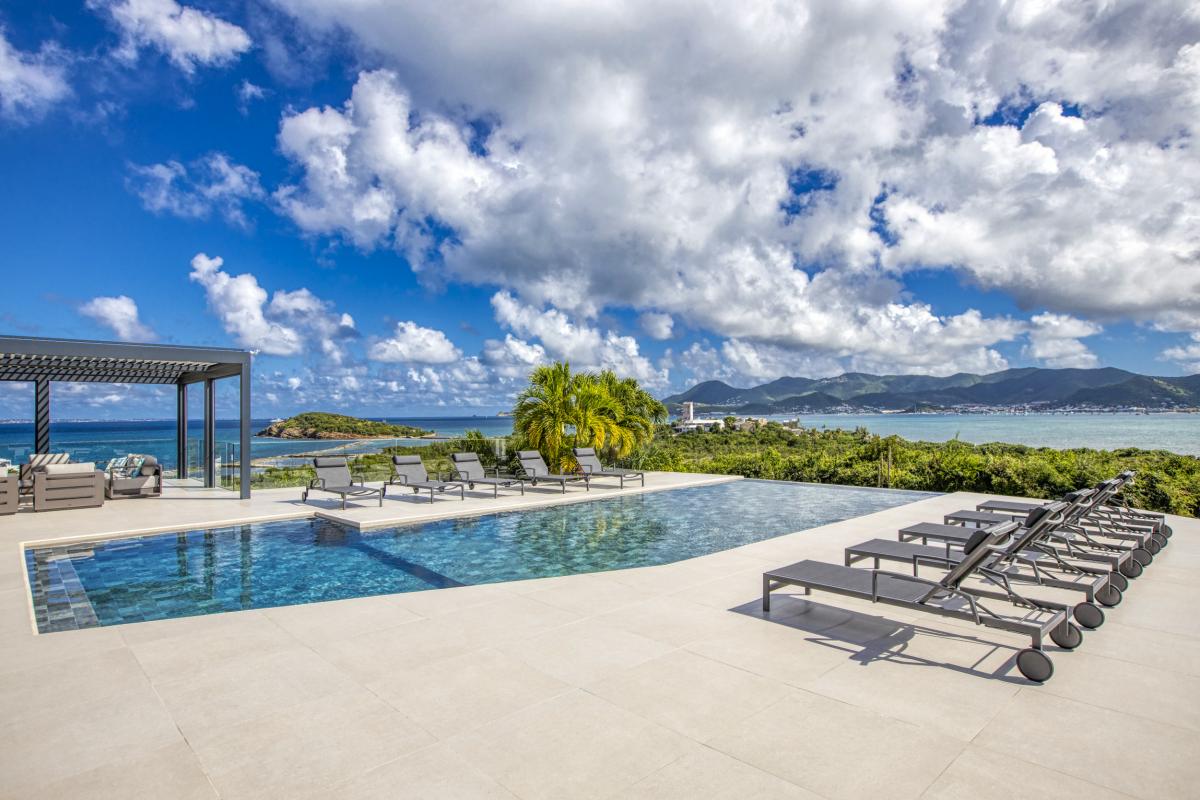 Location villa Saint Martin Terres Basses - villa 5 chambres 10 prsonnes - 300m de la plage de Baie aux Prunes - Vue mer et Piscine (9)